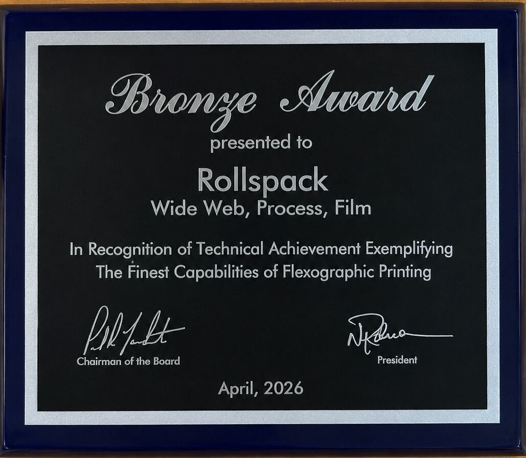 Bronze Award presented to RollsPack in the Wide Web, Process, Film category.