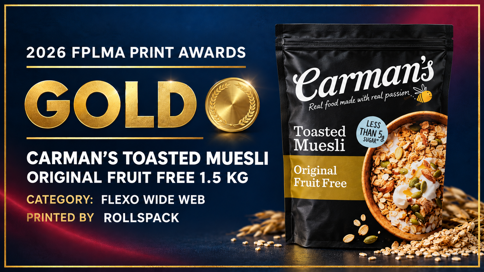 Carman’s Toasted Muesli Gold Award packaging
