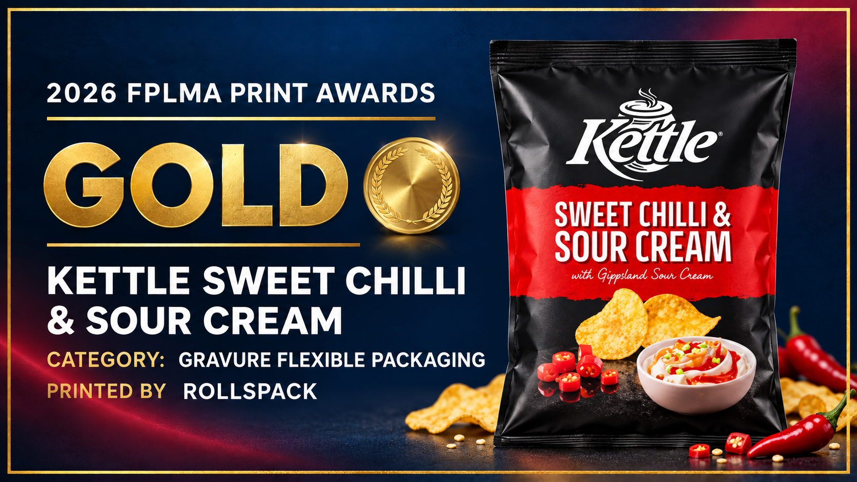Kettle Sweet Chilli and Sour Cream Gold Award packaging