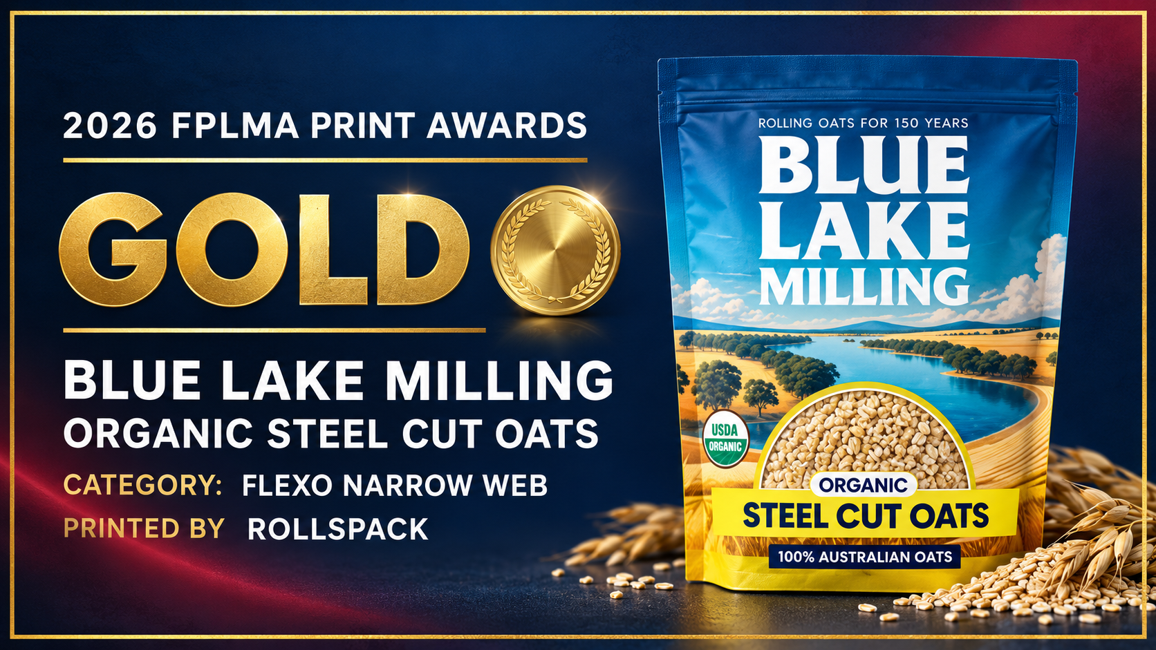 Blue Lake Milling Organic Steel Cut Oats Gold Award packaging