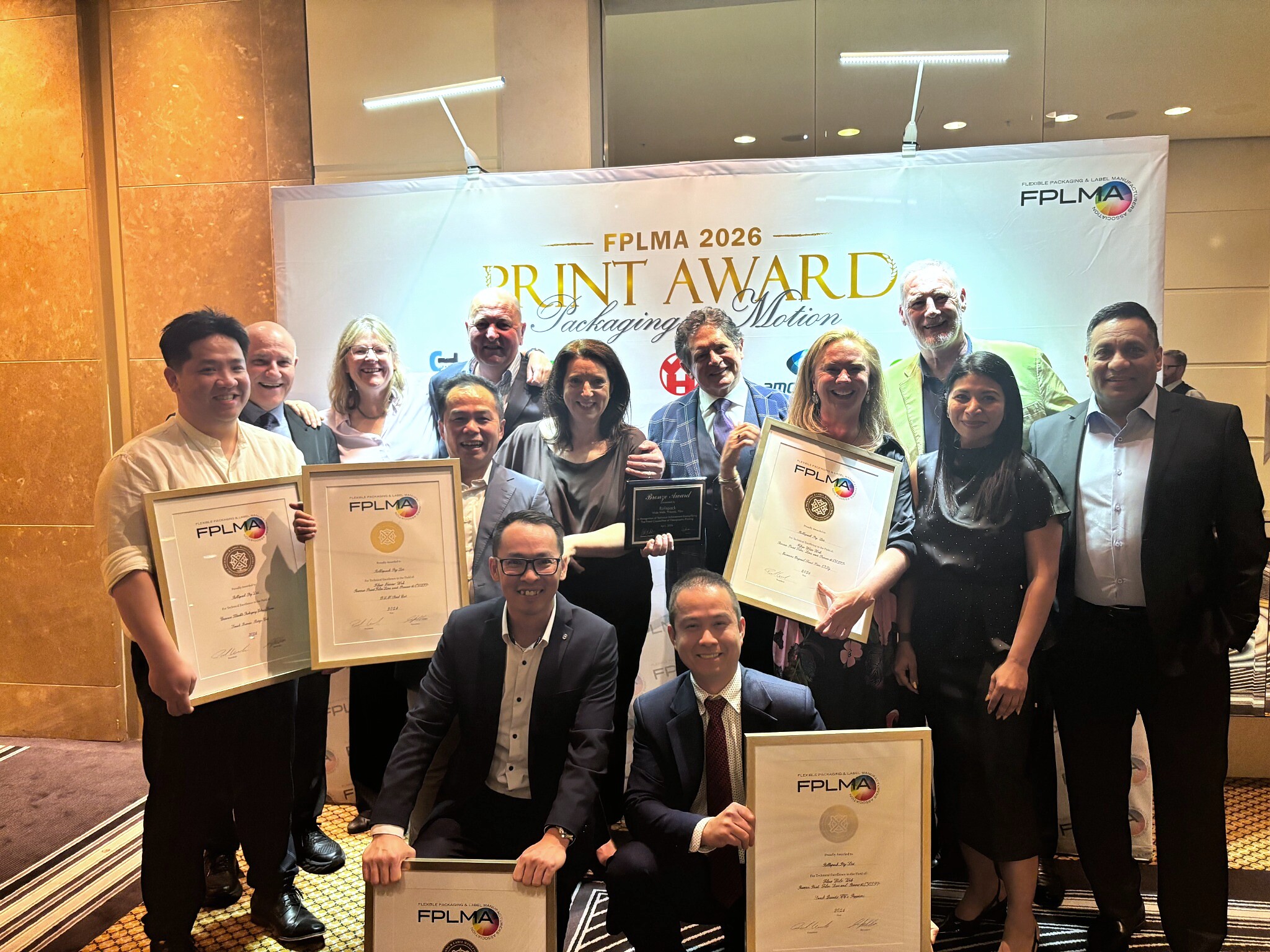 RollsPack team at the 2026 FPLMA Print Awards