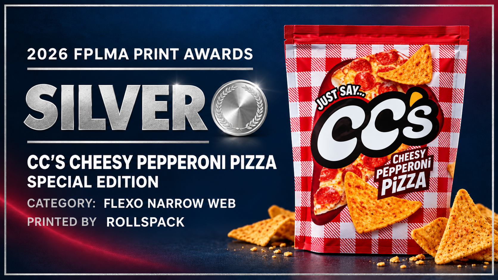 CC’s Cheesy Pepperoni Pizza Silver Award packaging